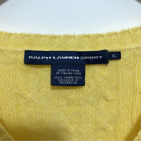 Ralph Lauren Sport Womens Yellow Cable Knit Jumper XL 100% Wool - Picture 4 of 4